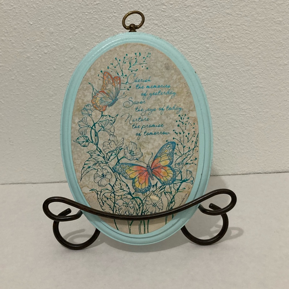 1980 Wooden Hallmark Plaque With Butterflies Flowers Inspiration Message Vintage